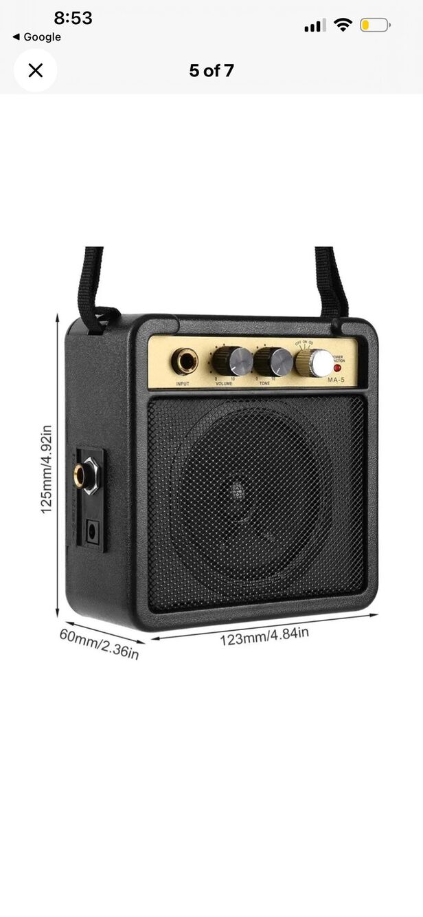 Mini Guitar Amplifier Amp Speaker 5W with 6.35mm Input 1/4 Inch Headphone Output